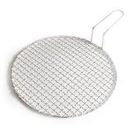 304 Stainless Steel Round Grill Net With Handle Barbecue BBQ Meshes Cooling Rack
