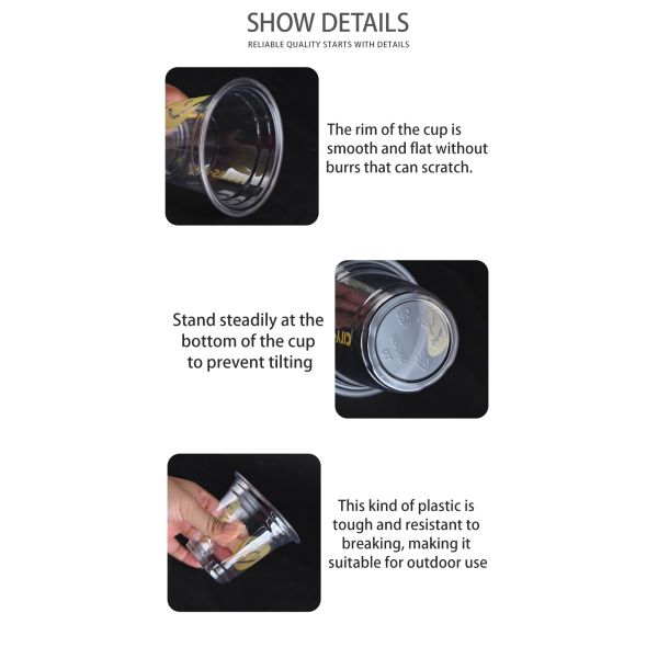 Customized 16 oz Plastic Cup Disposal Iced Coffee Cups Bubble Tea Boba Cold Drink PET Cups with Lids