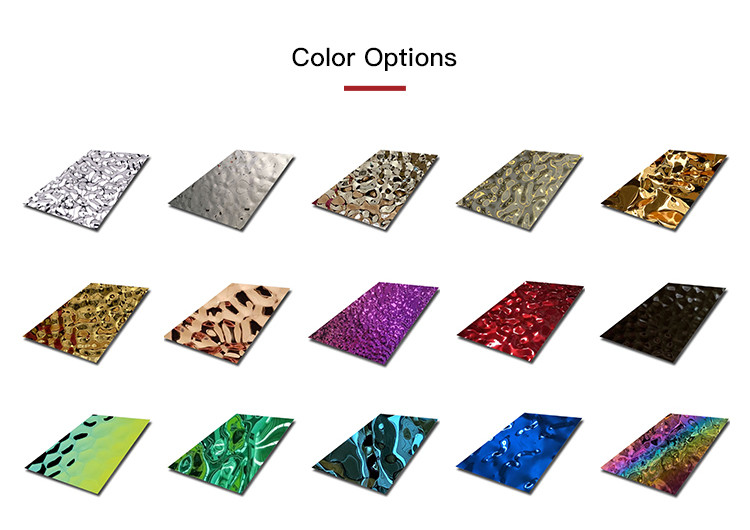 Water Ripple Hammered Color Decorative Stainless Steel Sheet Stainless Steel 304 Wall Panels