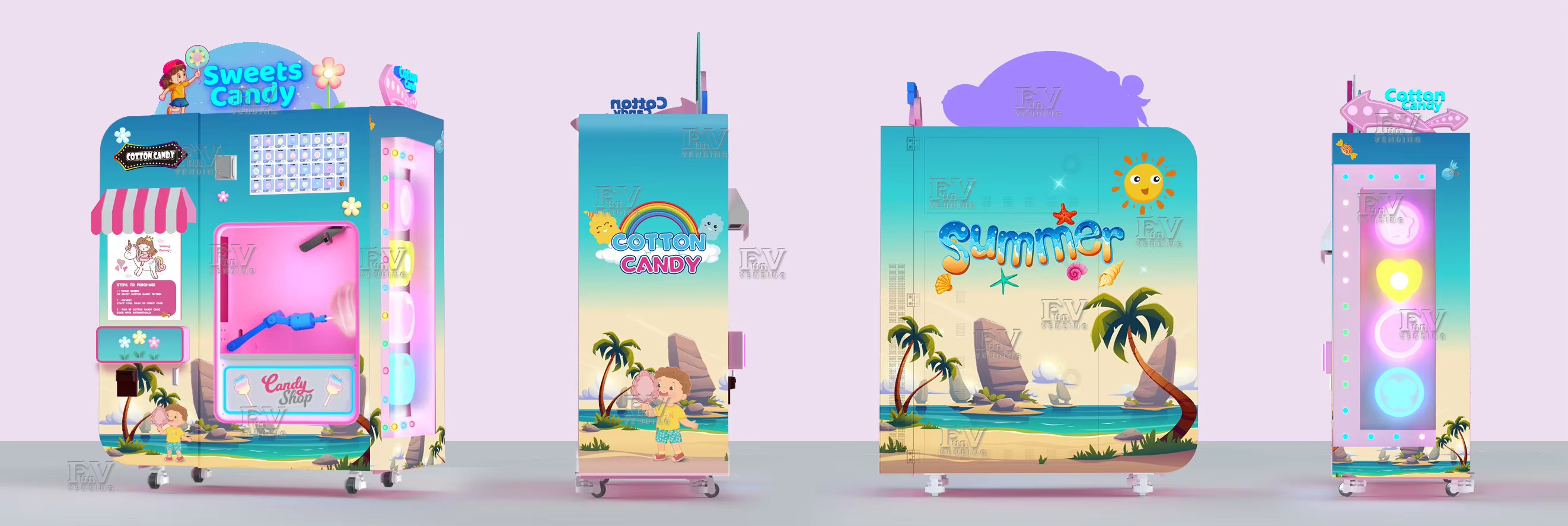 New Vending Machine 2024 Professional Intelligent Automatic Cotton Candy Vending Machine With Advertising Screen