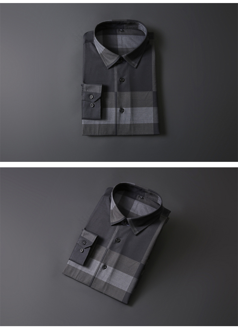 Plus Size Men's Dress Shirts in Solid Color Poplin Fabric with Covered Button Closure