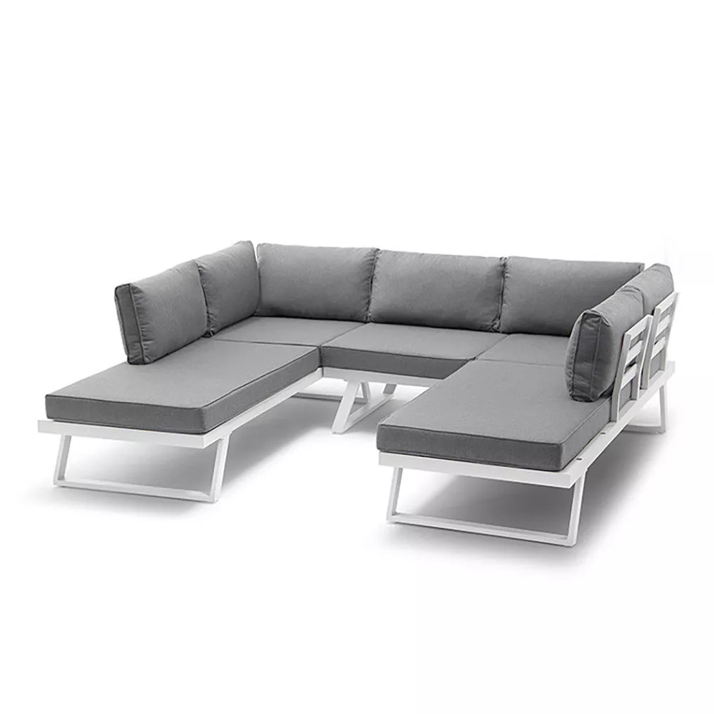 Aluminum Frame Patio Set AJUNION Modern Outdoor Furniture Daybed Sectional Lounge Set