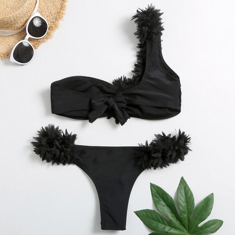 Tiered Layer Tie a Knot Front Top With Low waist Bikini swimsuit high cut