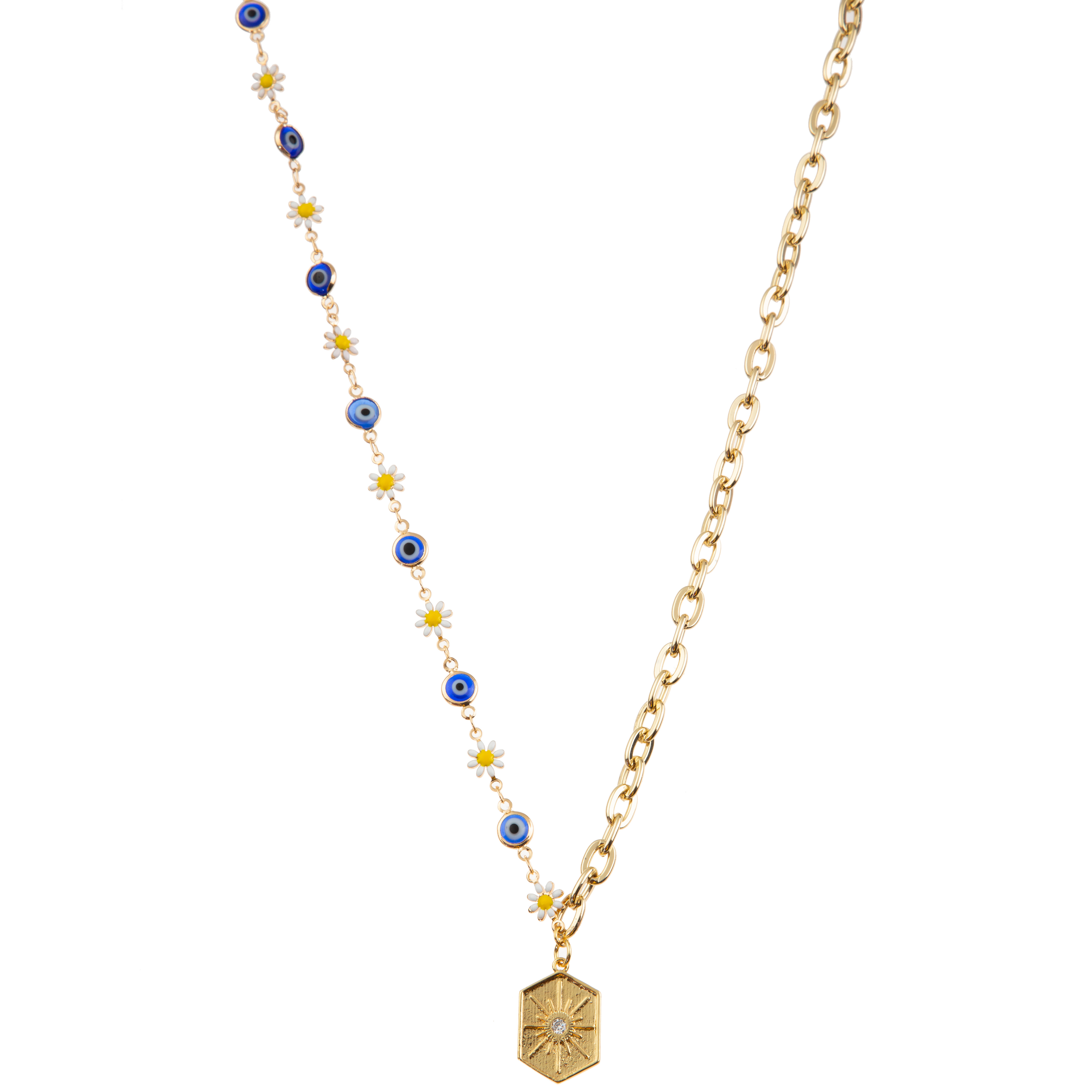 Multicolor Beaded 14K Gold-Plated Chain Link Gemstone/Pearl/Turquoise Pendant Necklace