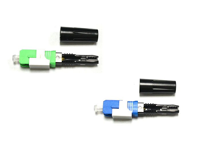 Clamshell / Screw Fiber Optic Fast Connector Green 55mm For FTTH Drop Cables