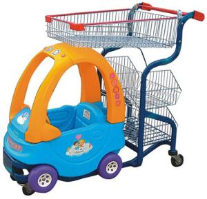 China Commercial Cute Kids Play Shopping Trolley Zinc Plated With Baby Car wholesale