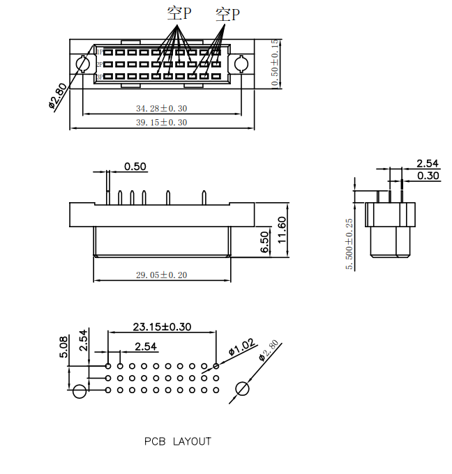 DIP Socket Pitch 2.54mm 3*10P PBT PCB Header Connector 0