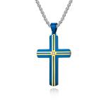 Blue and Gold Metal Prayer Choker for Men Stainless Steel Link Chain Necklaces