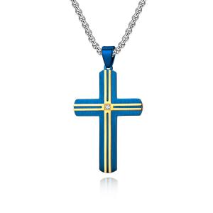 China Blue and Gold Metal Prayer Choker for Men Stainless Steel Link Chain Necklaces Fine Jewelry Anniversary Occasion wholesale