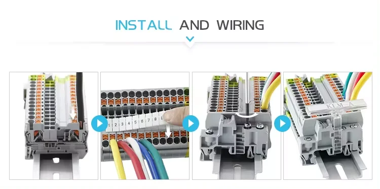 PTV 2.5 DIN Rail Terminal Block Side-Entry Push-in Connection 2.5mm² 26-12AWG Cable Wiring Electrical Wire Connector