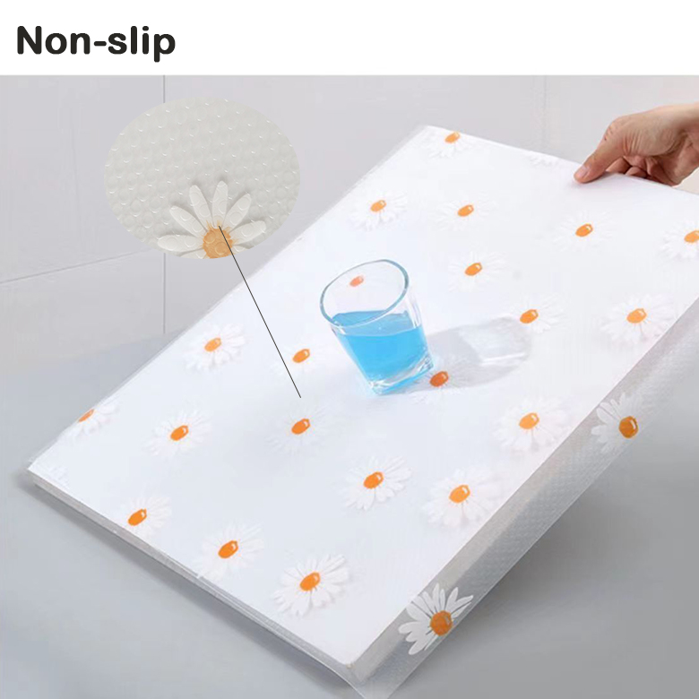Durable Kitchen Cabinet Liner Fridge Liners and Mats with Small Chrysanthemum Pattern