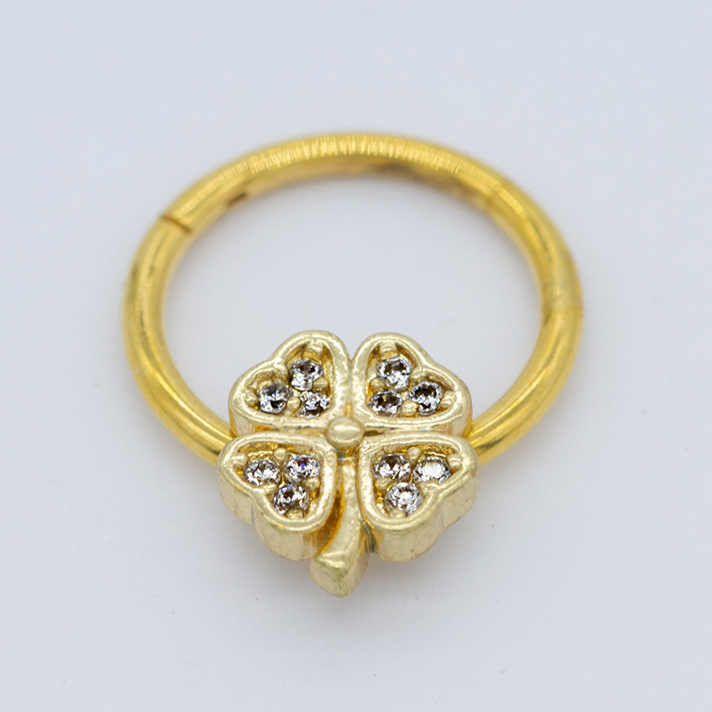 Gold Plated Nose Piercing Jewellery Surgical Steel 10mm Shiny flower