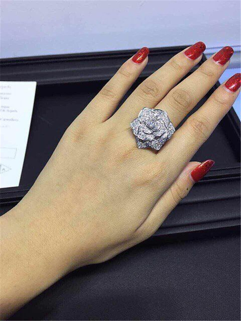 P Rose ring 18k gold white gold yellow gold rose gold diamond ring Jewelry factory in Shenzhen, China