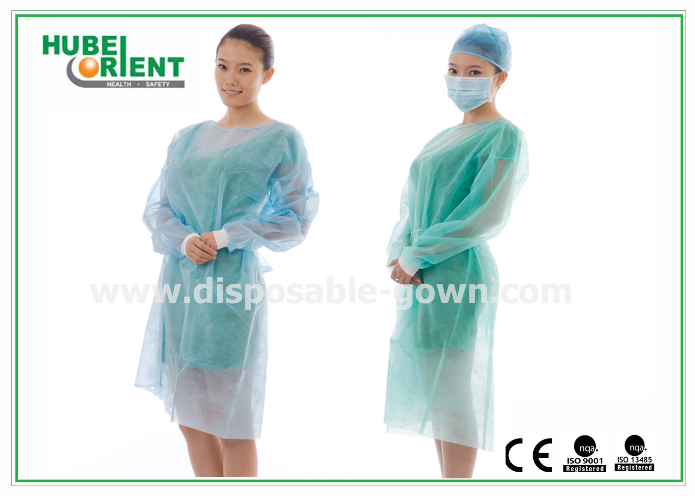 Disposable Polypropylene Protective Isolation Gown With Elastic Wrist