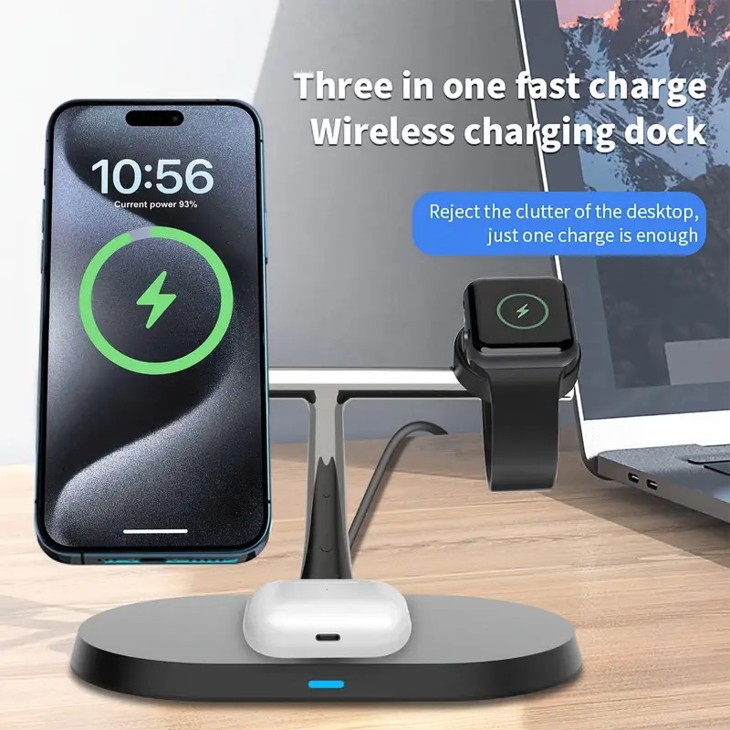 Magnetic 3-in-1 Wireless Charging Station For Qi Phone Airpod & IWatch