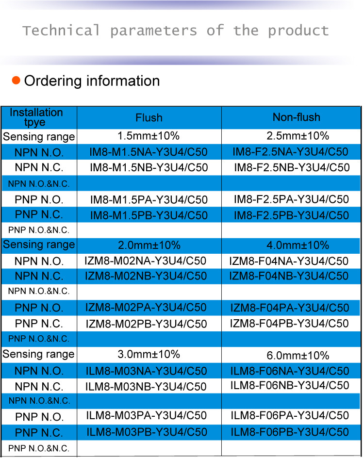 Inductive proximity switches Sensors IZM8-M02NA-Y3U4/C50 thread Male connector M12 4-pin