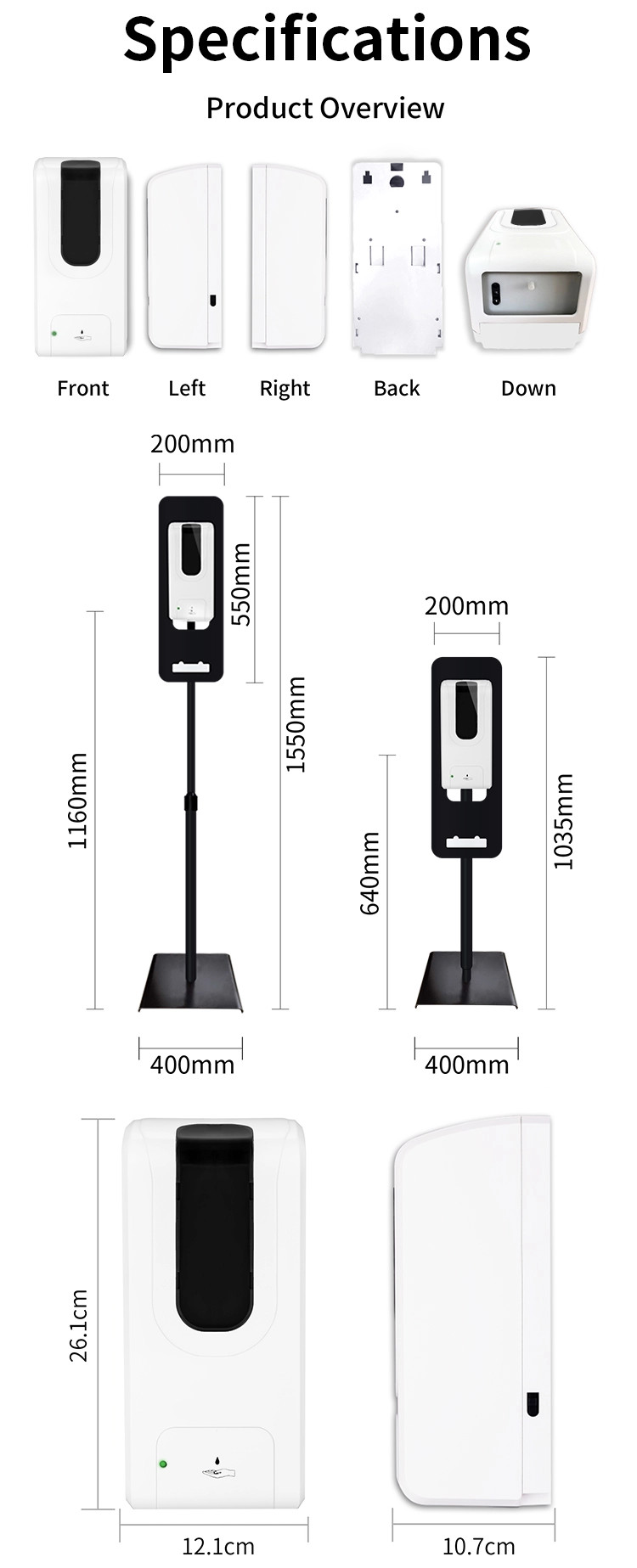 Chrome Plated 33 Oz Touchless Hand Sanitizer Dispenser