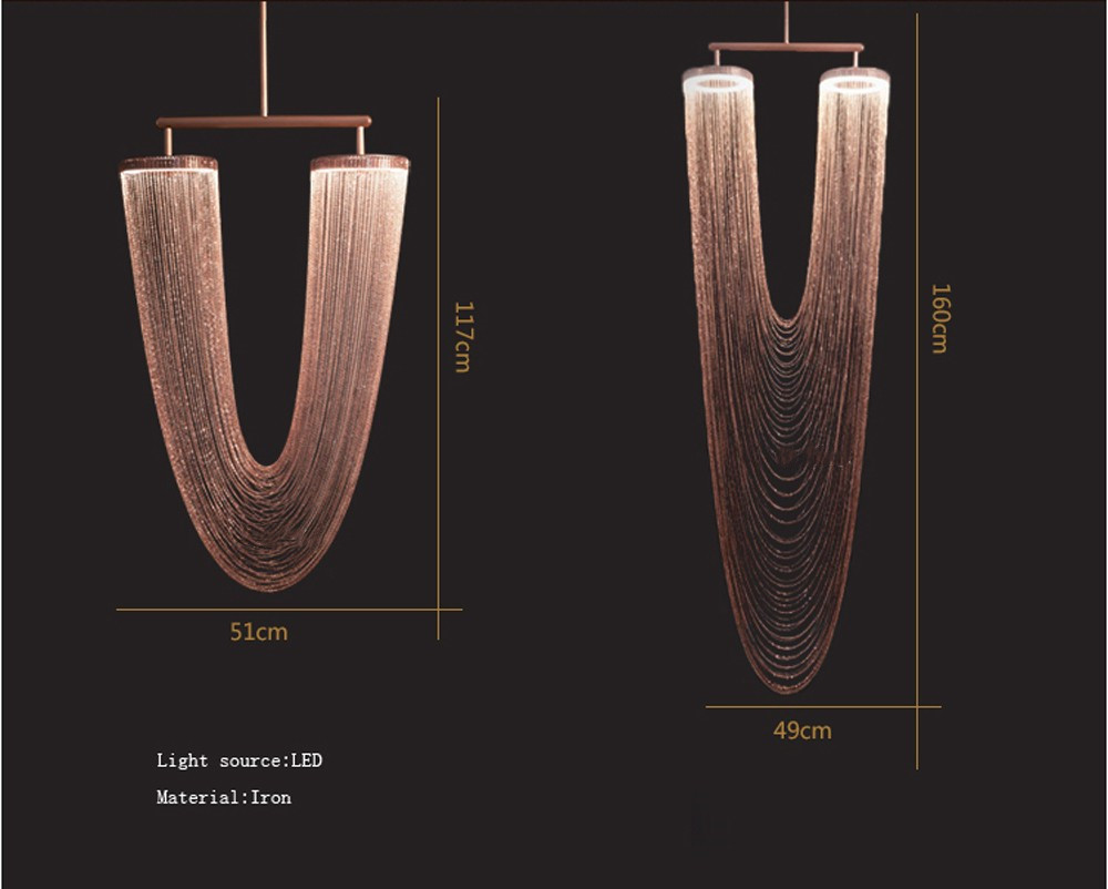 Modern Aluminum Chain Tassel Chandelier Home Kitchen Island rose gold Chandelier(WH-MI-416)
