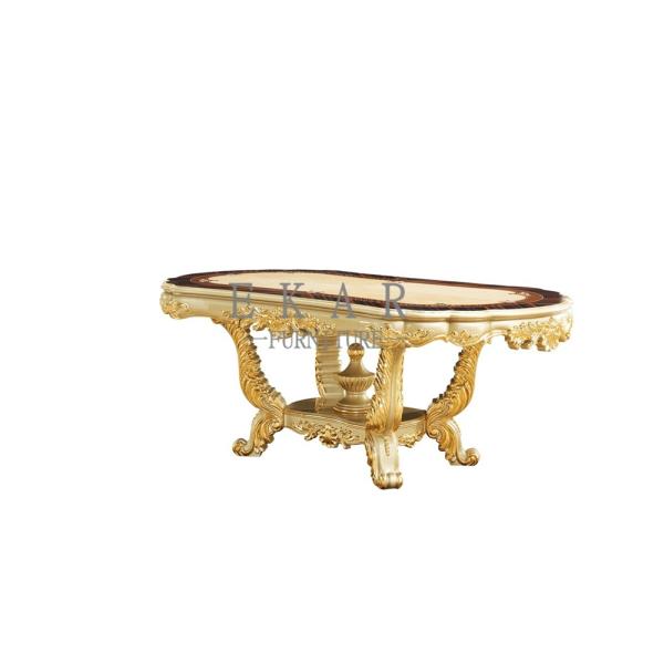 Classic Wooden Carved Oval 6 Seater Luxury Dining Table LF-1086