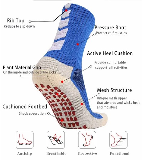 Custom Sports Breathable Non Slip Soccer Knitting Anti Slip Youth Grip Football Socks