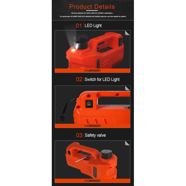 Portable Electric Hydraulic Jack Quick Lift ISO9001 Approved With 3.5m Cable