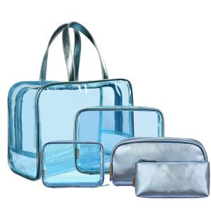 China 5 In 1 Transparent PVC Cosmetic Bag Set For Travel And Outing wholesale