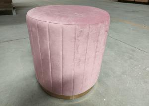 China Pink Color Kitchen 43cm High Velvet Round Stool Internal Foam wholesale