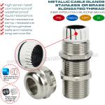 Long Thread Cable Glands IP68, Stainless Steel EN 1.4404/1.4401/1.4301, Metric