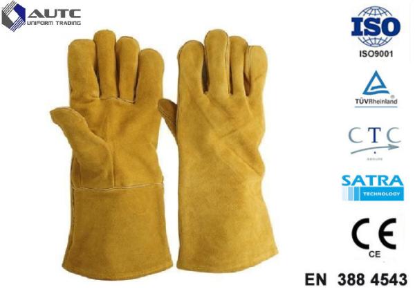 Leather Heat Resistant PPE Safety Gloves Soft High Dexterity For Welding Oven