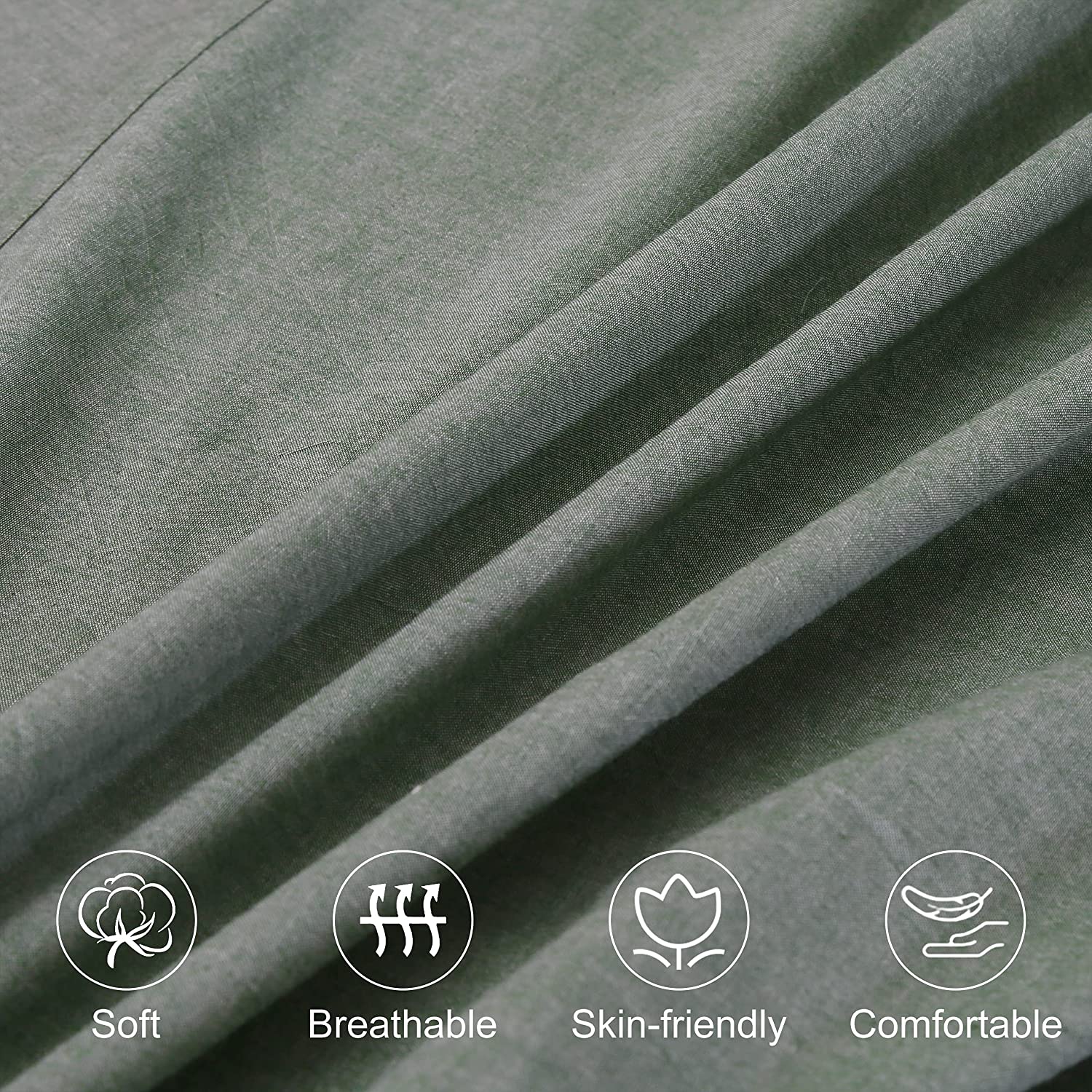 Non-Filling 100% Washed Cotton 4 Piece Bed Sheets for a Relaxing Sleep
