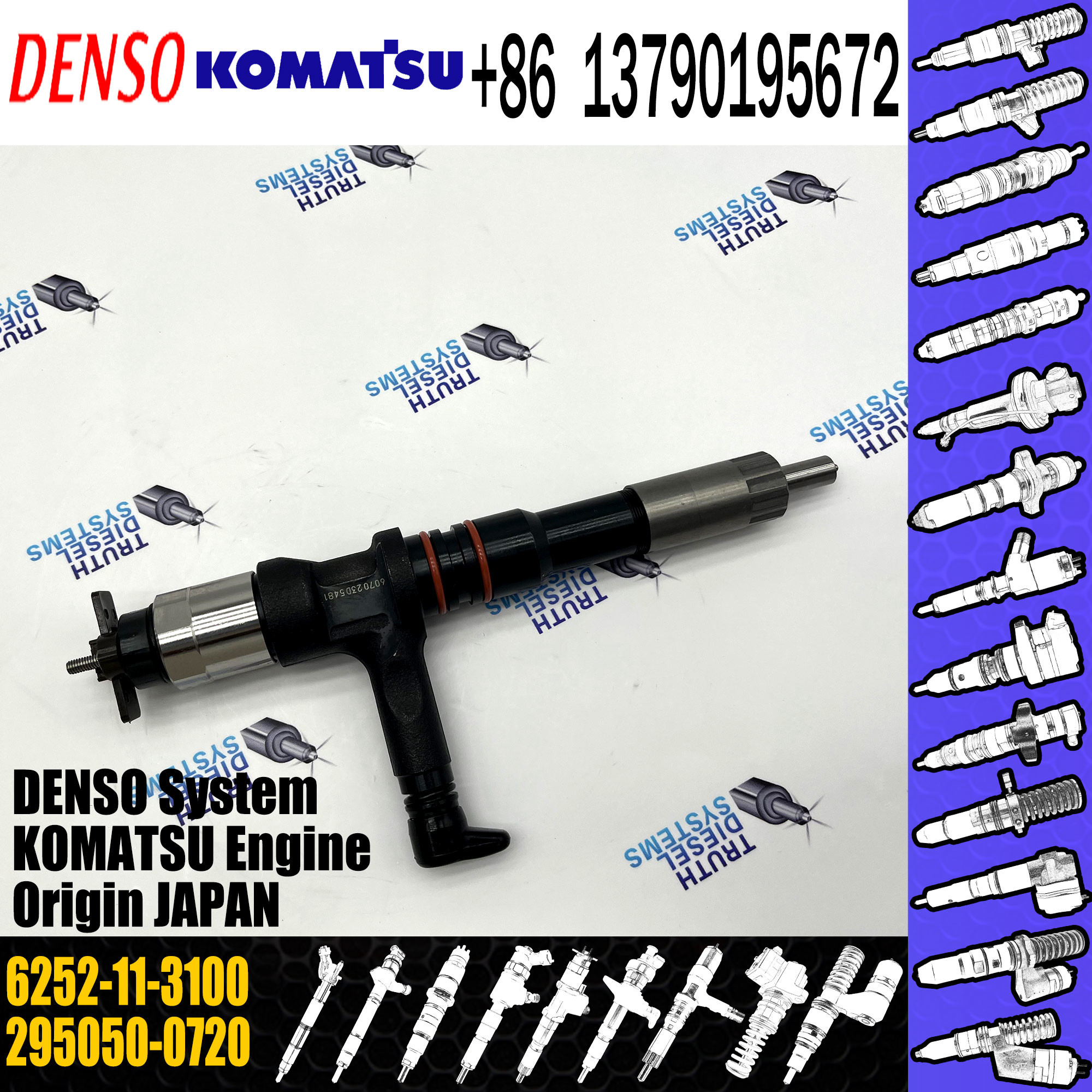 Good Quality common rail injector 295050-0720 6252-11-3100 For KOMATSU