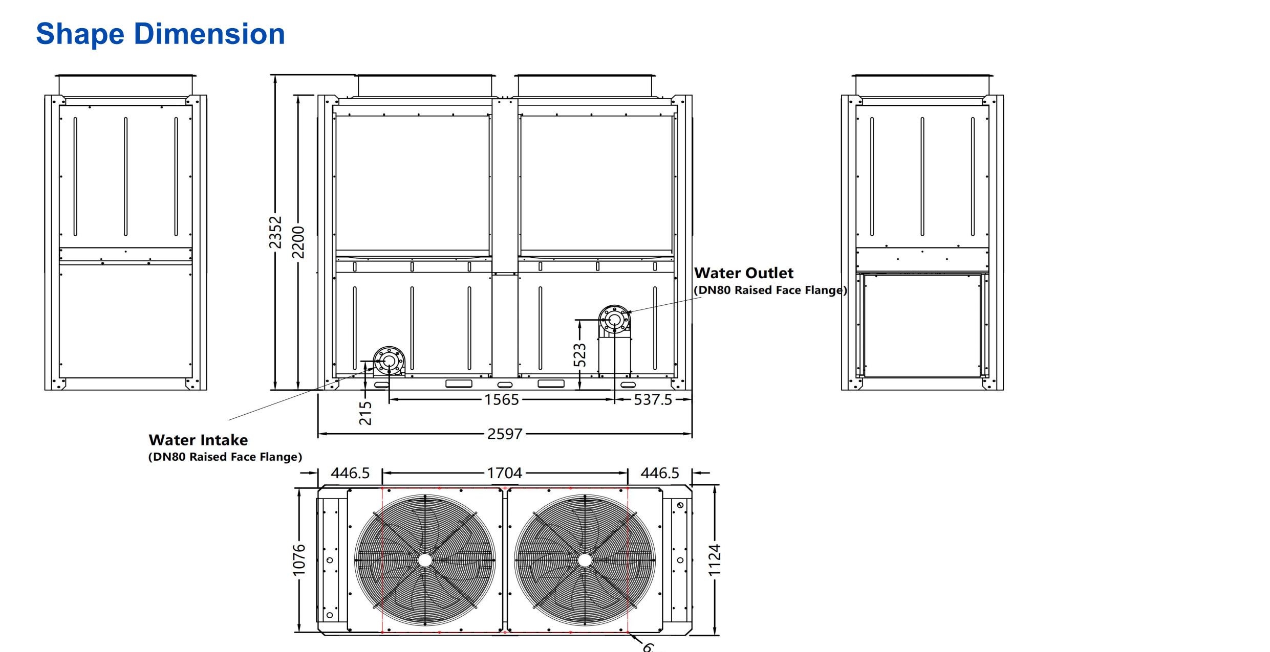Instant / Tankless 120kw R134A Air Source Heat Pump For Commercial Industrial Water