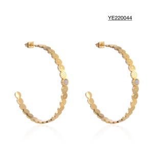 China OEM ODM Stainless Steel Gold Earrings Delicate Hexagonal Pearl Shell Earrings wholesale