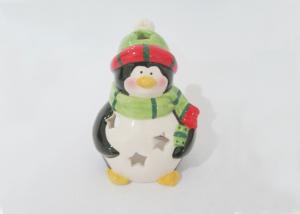 China Strong Dolomite Penguin Candle Holder , Christmas Tea Light Holders Earthenware wholesale