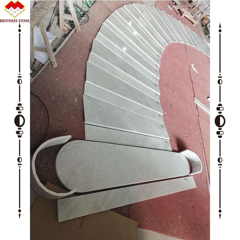 15 18mm Grey Marble Spiral Staircase Treads for Modern Homes and Easy Installation