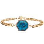 Magnetic Buckle Chain Link Bracelet With Gold Plated Zircon Quadrilateral