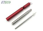 Collapsible Telescopic Stainless Steel Straws Metal Capsule Shell Silicone Tips