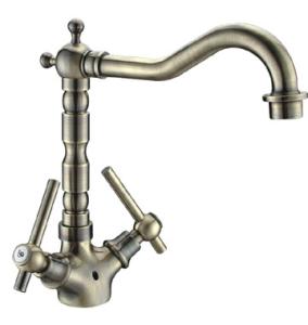 China Bronze Classic Kitchen Sink Water Faucet , Antique Two Handle Industrial Sink Taps wholesale