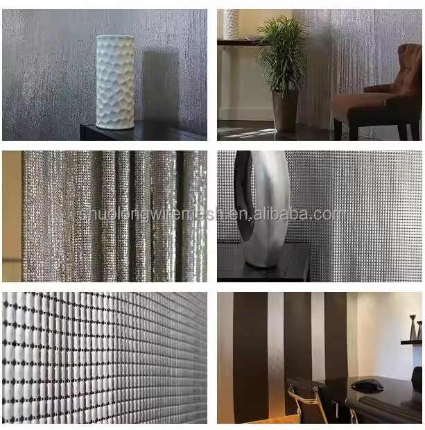 Aluminum Alloy Shimmer Metallic Sequin Chain Link Fabric For Curtain Metal Mesh Fabric