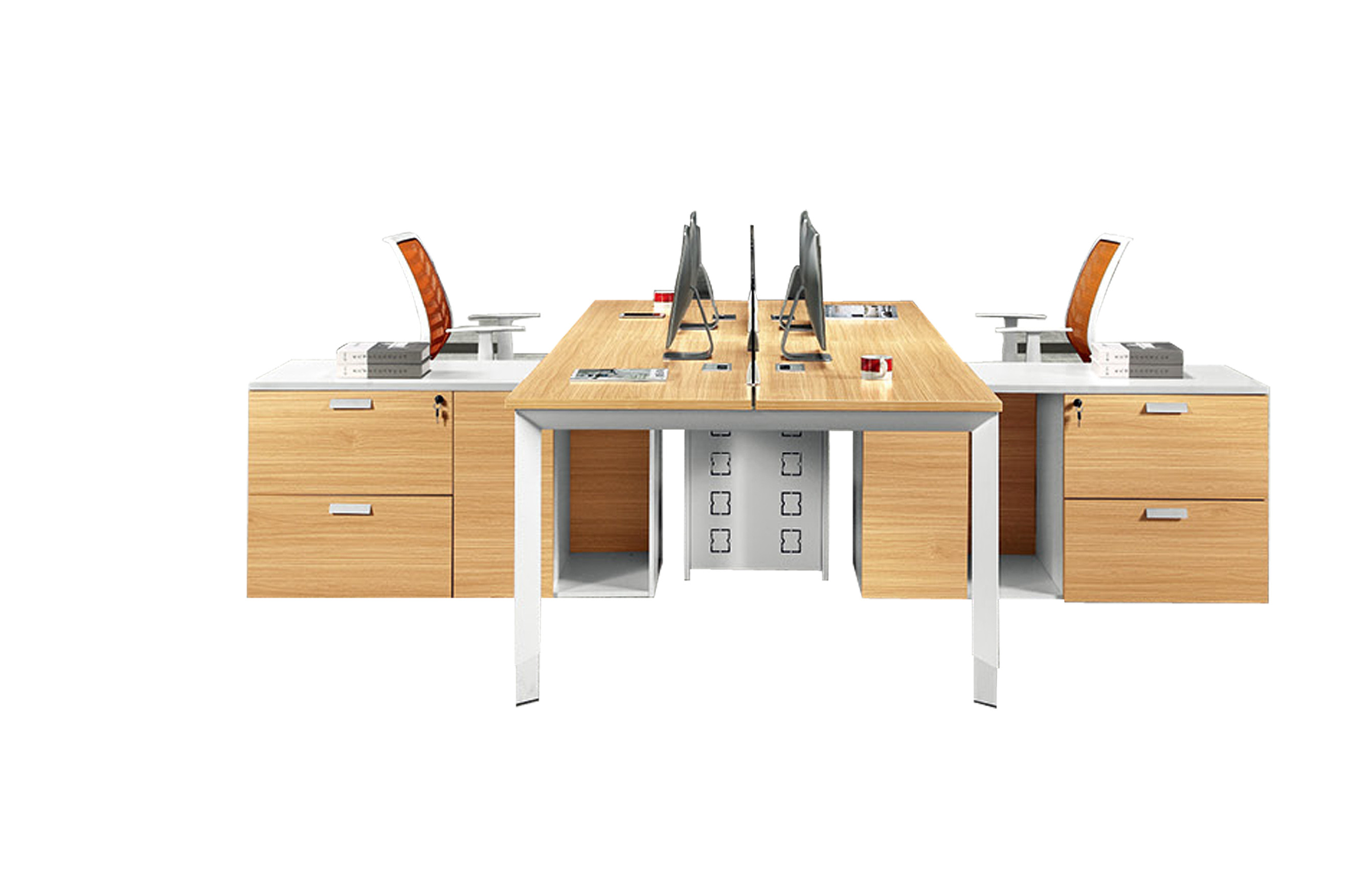 4 Person Office Partition Workstation Project / OEM Accepted Staff Furniture