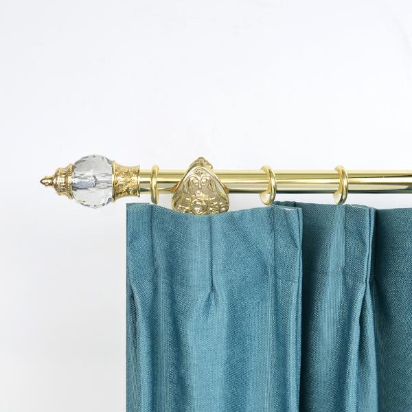 Luxury Gold 2 Meter Pipe Curtain Rods With Accessories 28mm Capped Crystal Finial