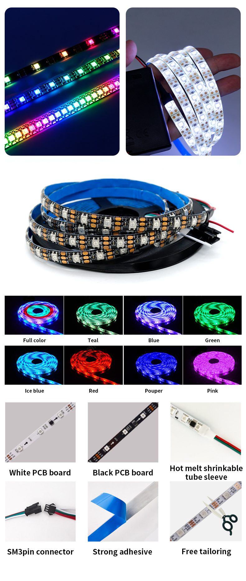 80 Ra 110 lm/w Smart Music LED Strip Light with Magic Color Changing and Bluetooth