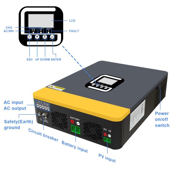 12V 2200VA MPPT Hybrid Solar Inverter Pure Sine Wave