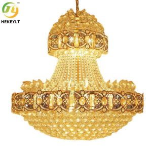 China Gold Luxury K9 Crystal Led Pendant Light Modern Classic Style wholesale