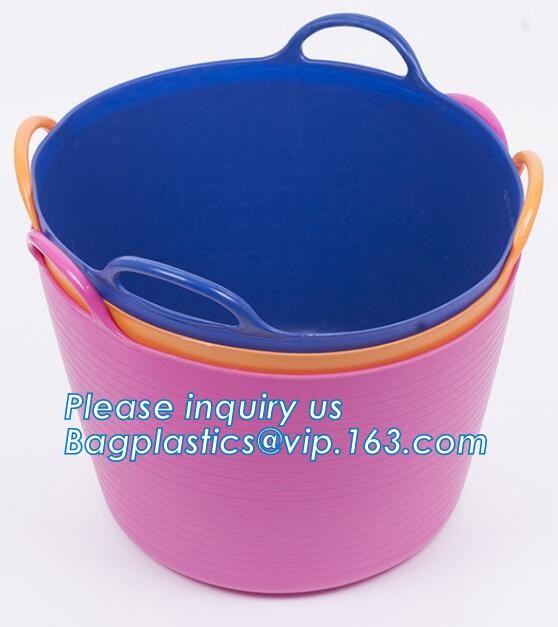 Plastic Laundry basket, organizer basket with customized size, laundry storage bag laundry basket with two pockets from