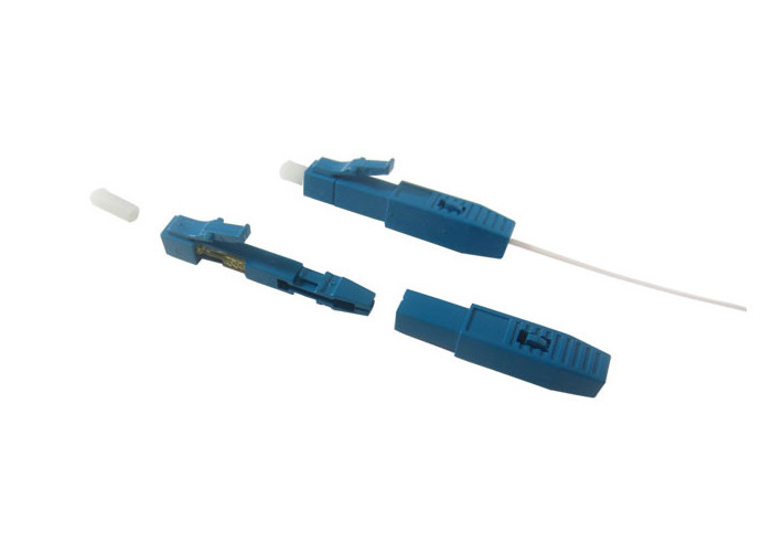 LC UPC Fiber Optic Fast Connector Pre - Embedded Blue For 0.9mm Tight Buffer Cable