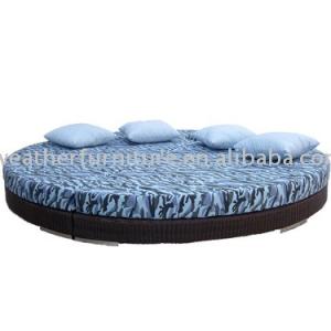 China Bedroom Furniture Modern and Contemporary Rattan Wood Bed in Spindle Design with Wooden Sofa Bed wholesale