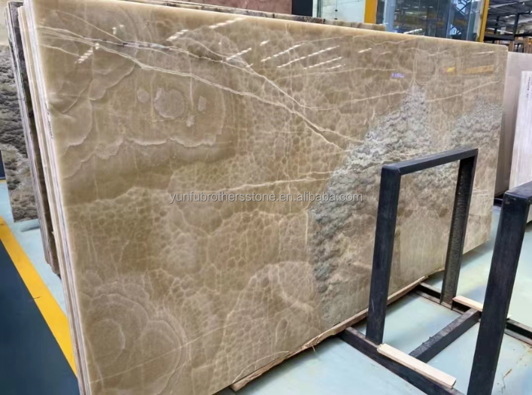 Polished Translucent Onyx Stone Modern Design for Natural Backlit Jade Ink Marble Big Slab