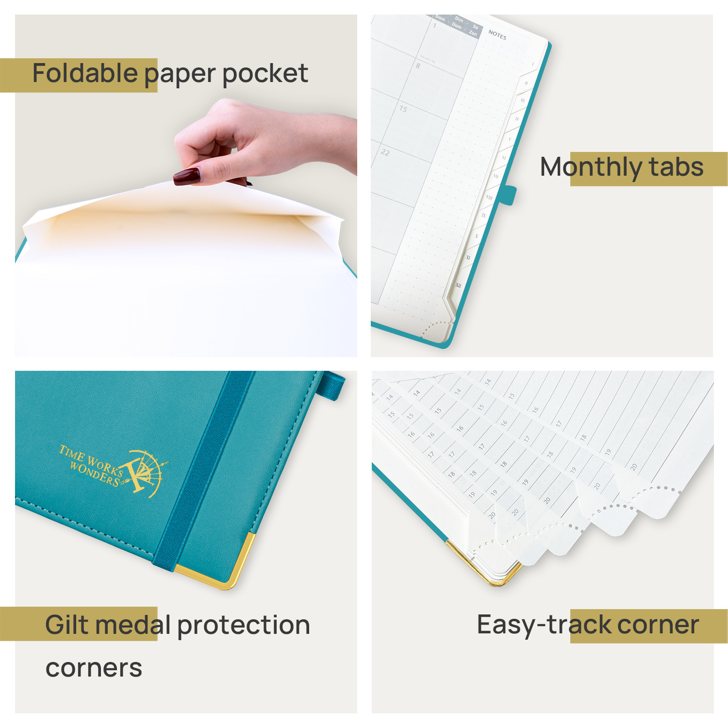 Donau Blue Hardcover Weekly Planner Medium Size with Monthly Tabs