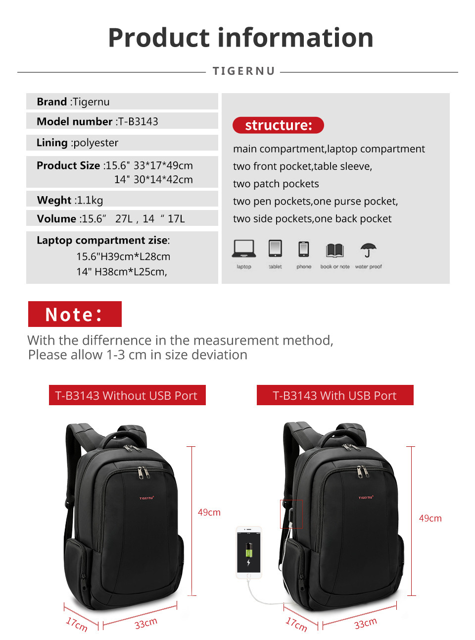 BSCI Usb Charging Business Travel Laptop Backpack For Men 29*9*20cm